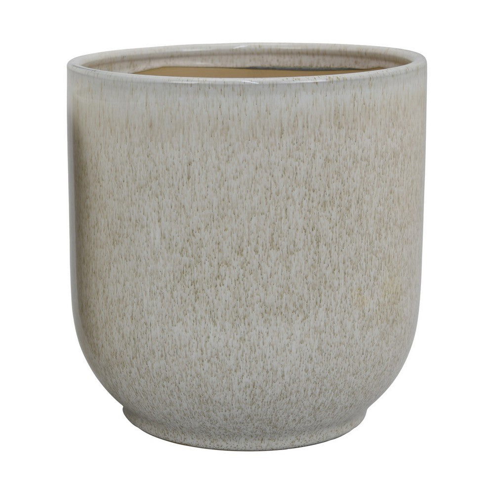 Lyna Accent Planter Set of 2, White Gray Ceramic Smooth Glossy Texture -BM331078