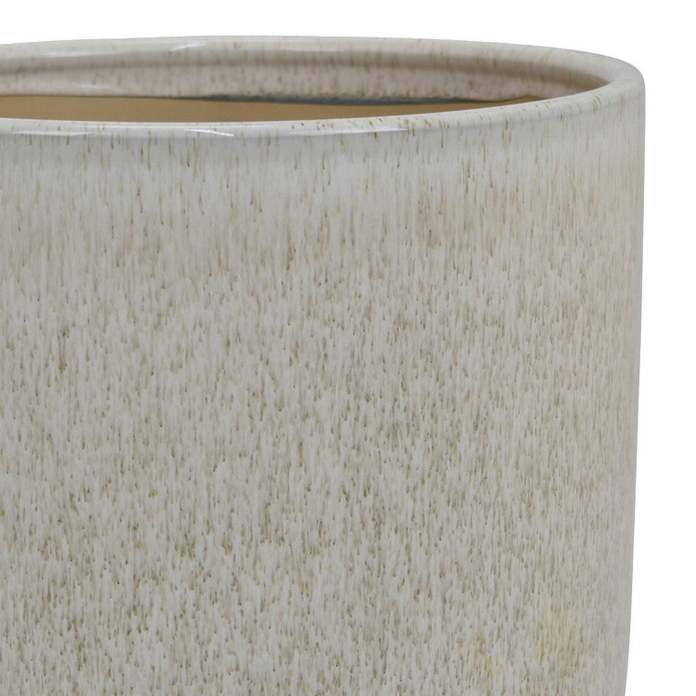 Lyna Accent Planter Set of 2, White Gray Ceramic Smooth Glossy Texture -BM331078