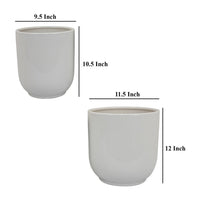 Lyna Accent Planter Set of 2, White Ceramic, Smooth Glossy Texture -BM331079
