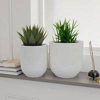 Lyna Accent Planter Set of 2, White Ceramic, Smooth Glossy Texture -BM331079