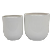 Lyna Accent Planter Set of 2, White Ceramic, Smooth Glossy Texture -BM331079