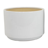 Accent Planter Set of 2, Wide Base, Modern Minimalist White Ceramic -BM331081