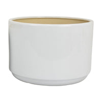 Accent Planter Set of 2, Wide Base, Modern Minimalist White Ceramic -BM331081