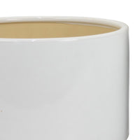 Accent Planter Set of 2, Wide Base, Modern Minimalist White Ceramic -BM331081