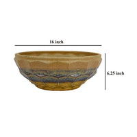 Lione Decorative Bowl, Glossy Brown and Gray Glazed Ceramic, 16 Inch -BM331082