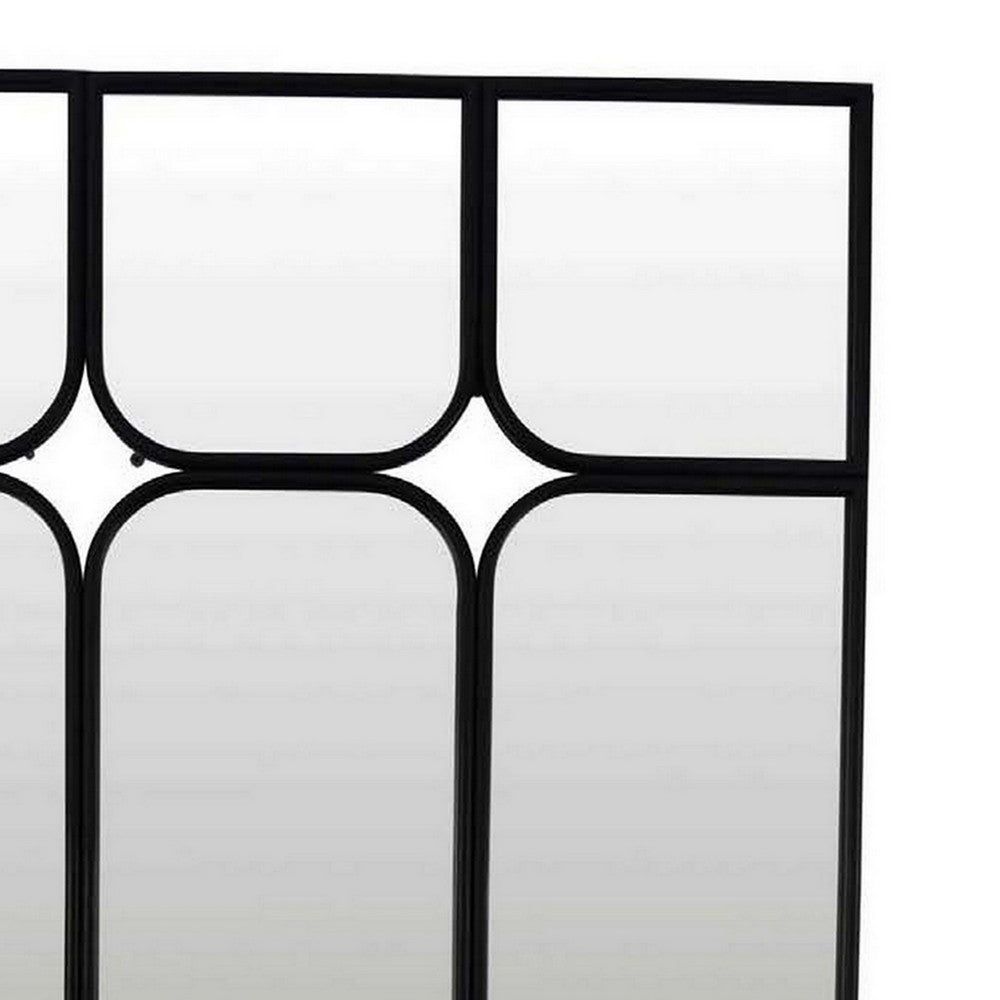 Doja Accent Mirror, Black Metal, 9 Panes with Rounded Corners, 28 x 38 -BM331085