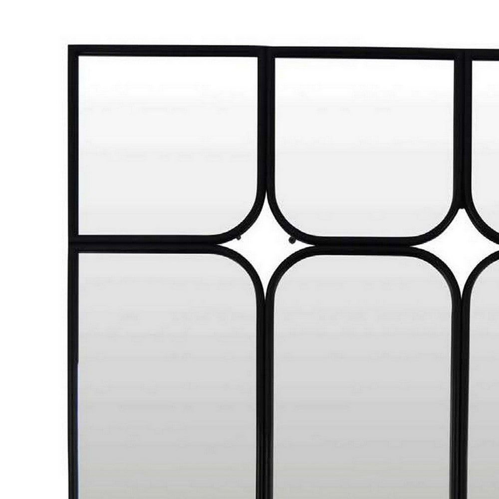 Doja Accent Mirror, Black Metal, 9 Panes with Rounded Corners, 28 x 38 -BM331085