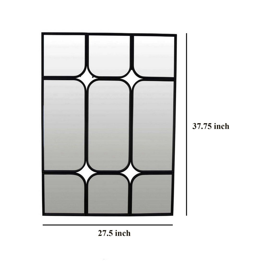 Doja Accent Mirror, Black Metal, 9 Panes with Rounded Corners, 28 x 38 -BM331085