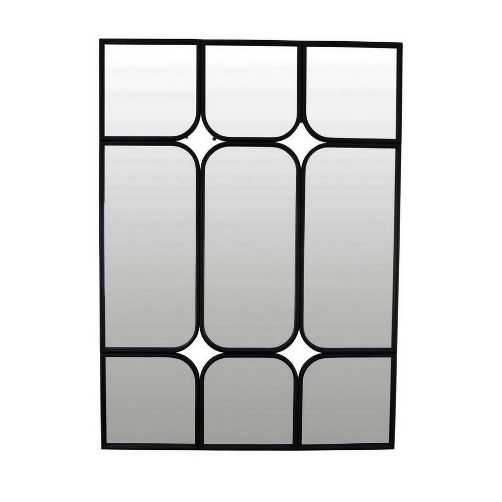 Doja Accent Mirror, Black Metal, 9 Panes with Rounded Corners, 28 x 38 -BM331085