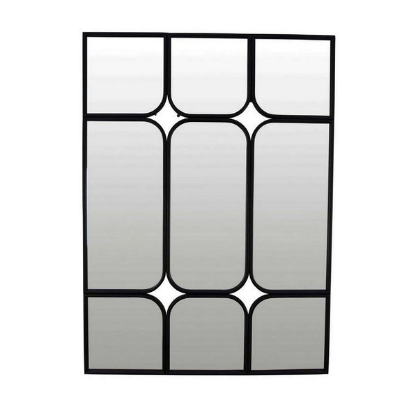Doja Accent Mirror, Black Metal, 9 Panes with Rounded Corners, 28 x 38 -BM331085