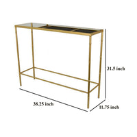Mihir Plant Stand Table Set of 2, Gold Metal, Sleek Clear Glass Tops -BM331087