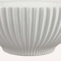 Zinia Decorative Bowl, Glossy White Ceramic Fluted Texture, 13 Inch -BM331088