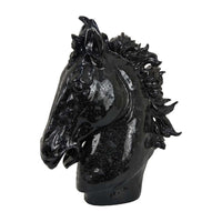Alexis Horse Head Tabletop Sculpture, Detailed Black Resin, 25 Inch -BM331091