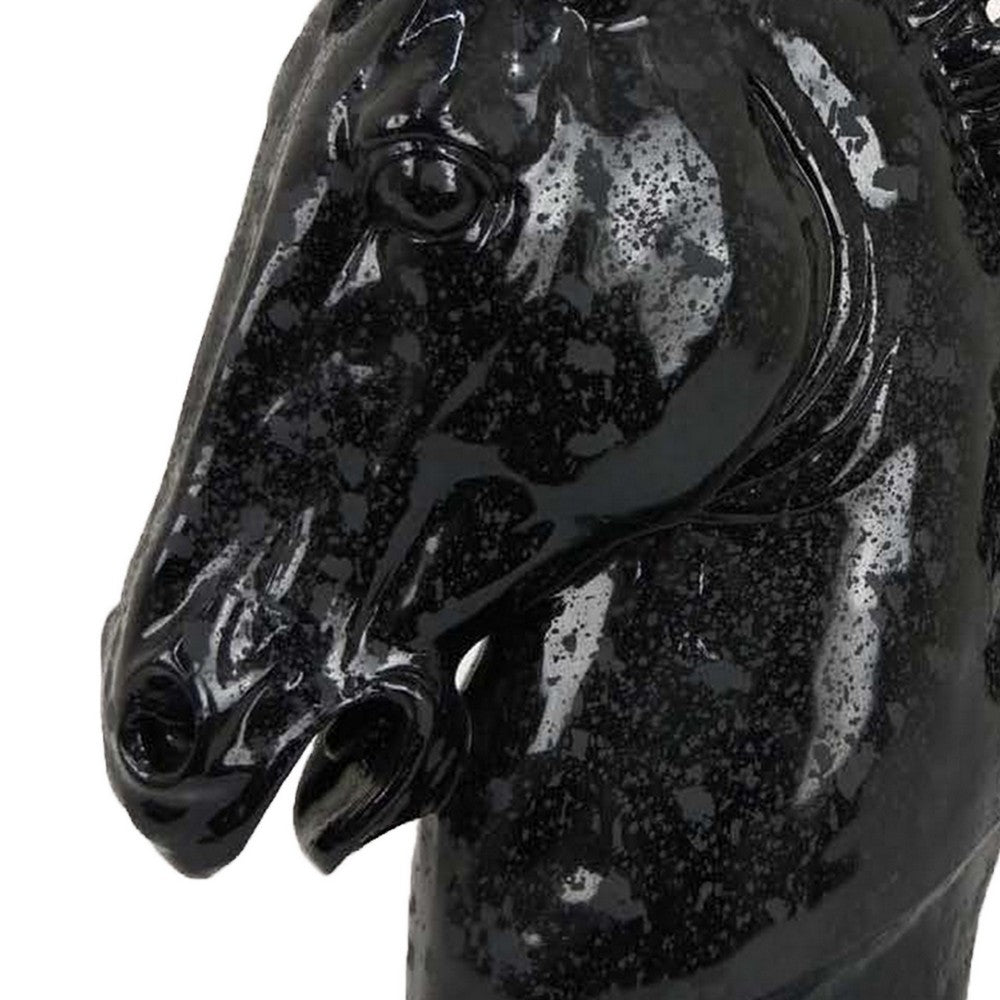 Alexis Horse Head Tabletop Sculpture, Detailed Black Resin, 25 Inch -BM331091