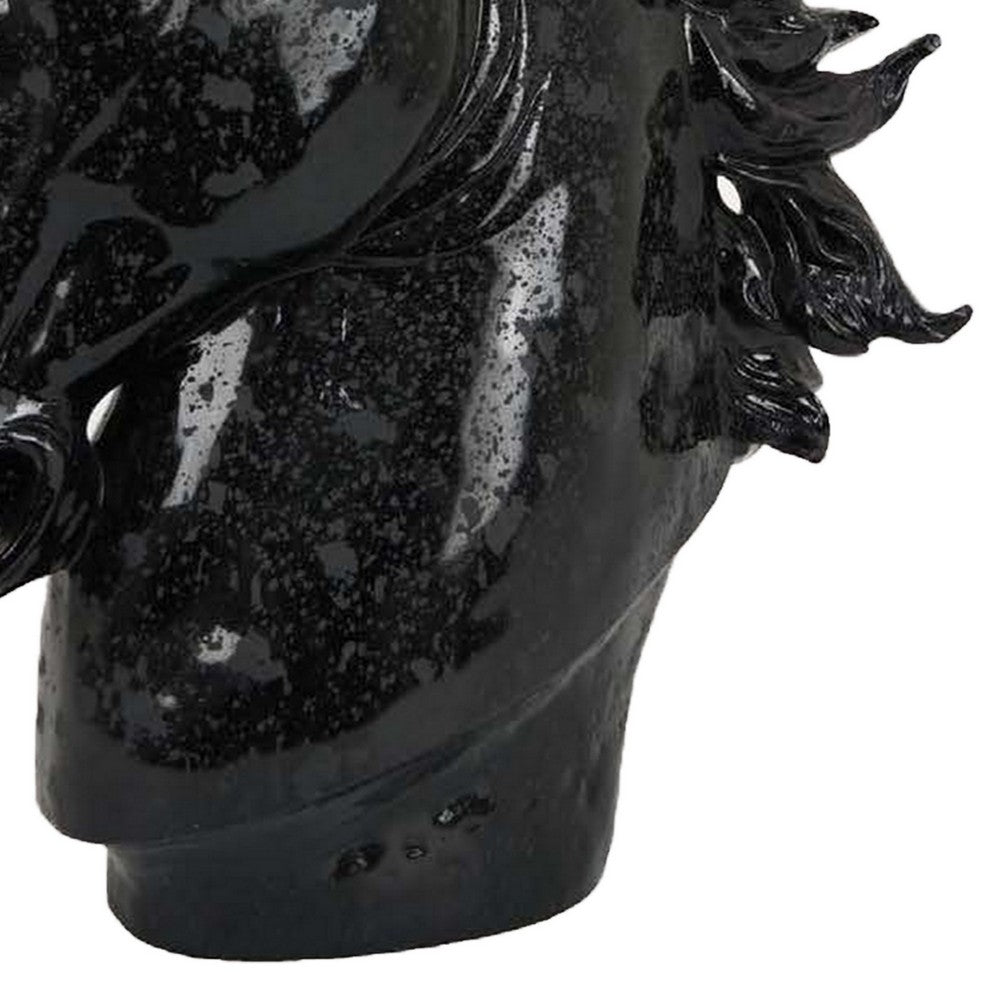 Alexis Horse Head Tabletop Sculpture, Detailed Black Resin, 25 Inch -BM331091
