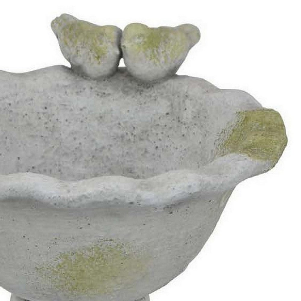 Ivina Bird Feeder Bird Bath, Gray and Green, Decorative, 12 Inch -BM331092