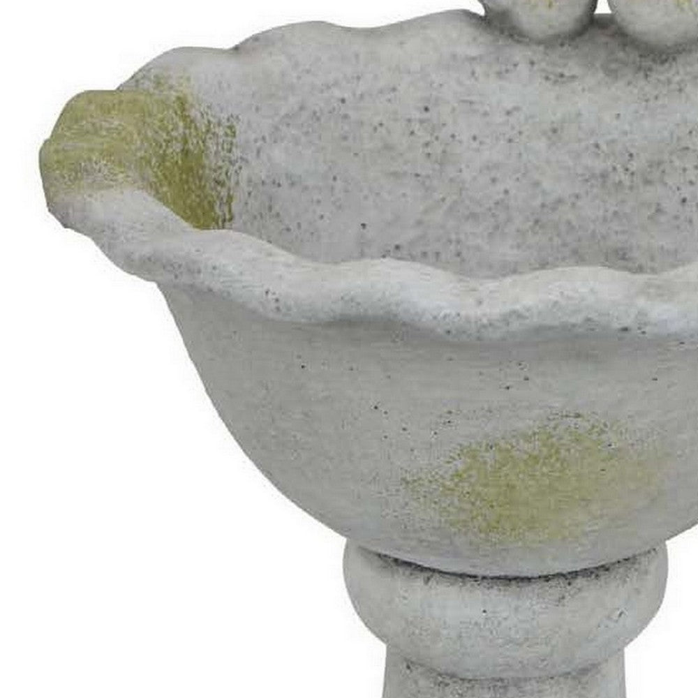 Ivina Bird Feeder Bird Bath, Gray and Green, Decorative, 12 Inch -BM331092