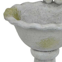 Ivina Bird Feeder Bird Bath, Gray and Green, Decorative, 12 Inch -BM331092
