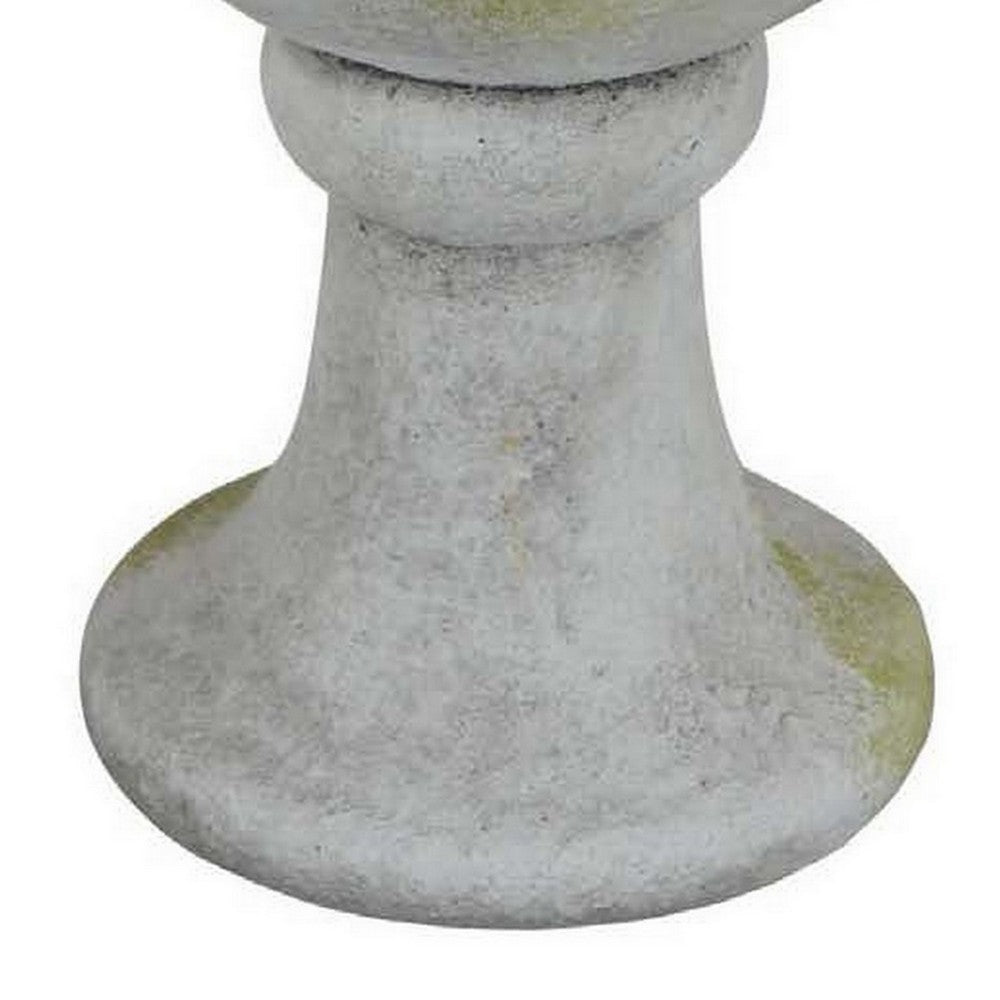 Ivina Bird Feeder Bird Bath, Gray and Green, Decorative, 12 Inch -BM331092