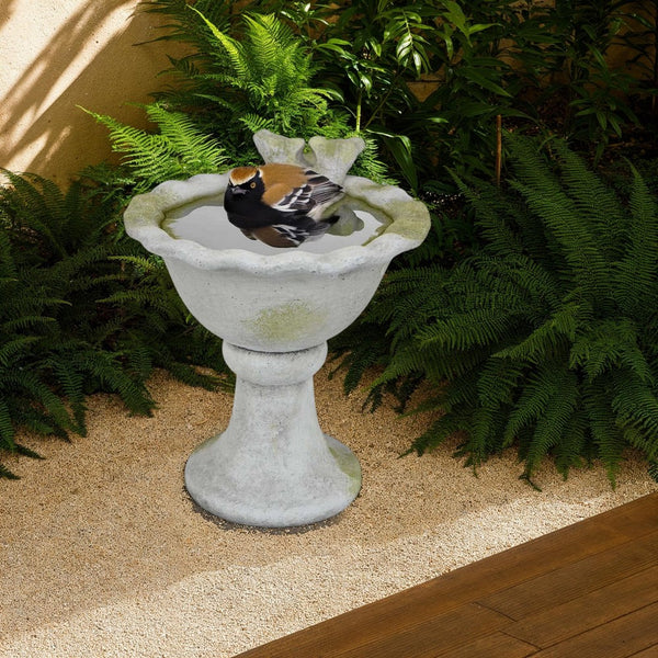 Ivina Bird Feeder Bird Bath, Gray and Green, Decorative, 12 Inch -BM331092