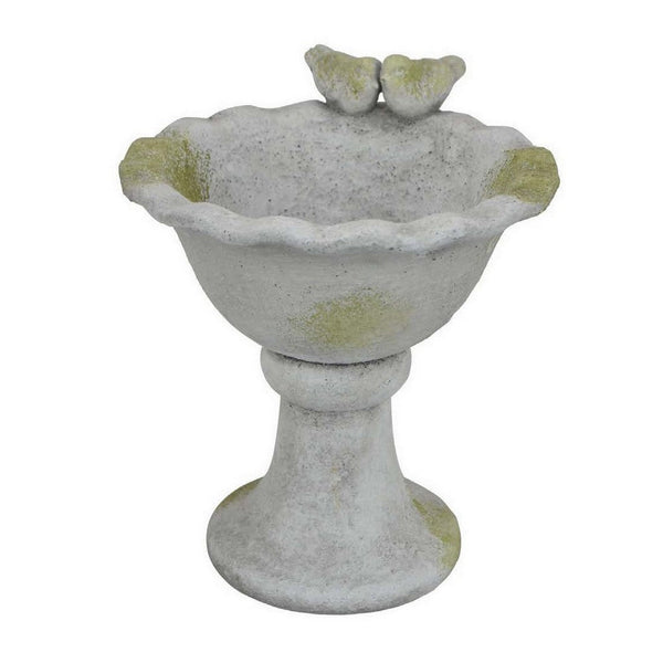 Ivina Bird Feeder Bird Bath, Gray and Green, Decorative, 12 Inch -BM331092