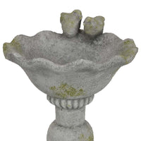 Ivina Bird Bath Feeder, Gray and Green, Cute Decorative, 16 Inch -BM331093