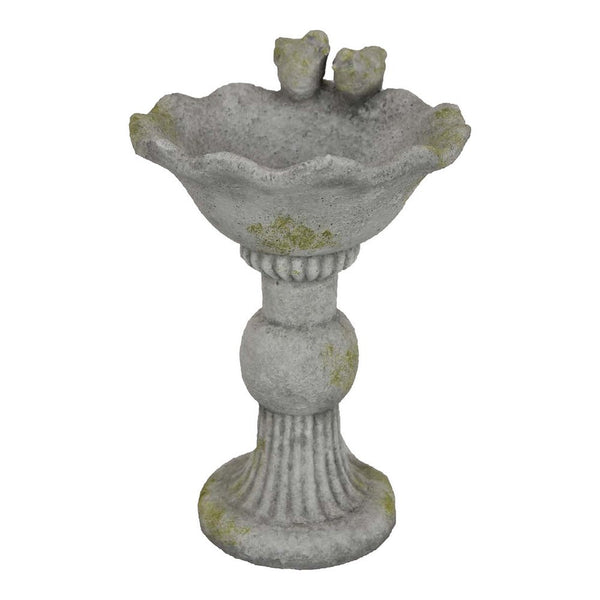 Ivina Bird Bath Feeder, Gray and Green, Cute Decorative, 16 Inch -BM331093