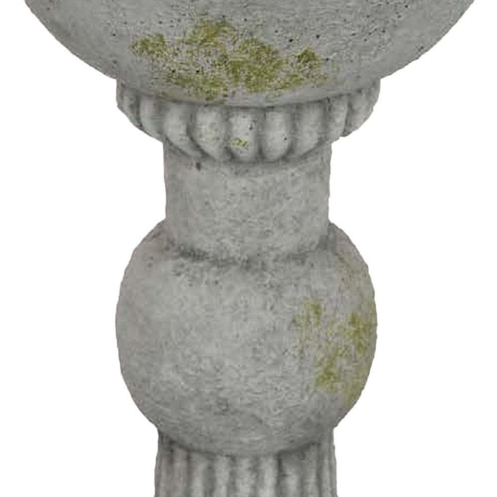 Ivina Bird Bath Feeder, Gray and Green, Cute Decorative, 16 Inch -BM331093
