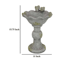 Ivina Bird Bath Feeder, Gray and Green, Cute Decorative, 16 Inch -BM331093