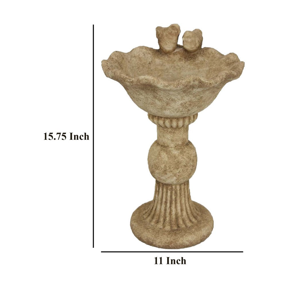 Ivina Bird Bath Feeder, Brown Terracotta, Cute Decorative, 16 Inch -BM331095
