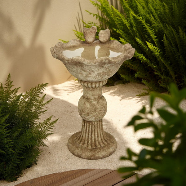 Ivina Bird Bath Feeder, Brown Terracotta, Cute Decorative, 16 Inch -BM331095