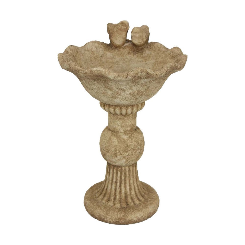 Ivina Bird Bath Feeder, Brown Terracotta, Cute Decorative, 16 Inch -BM331095