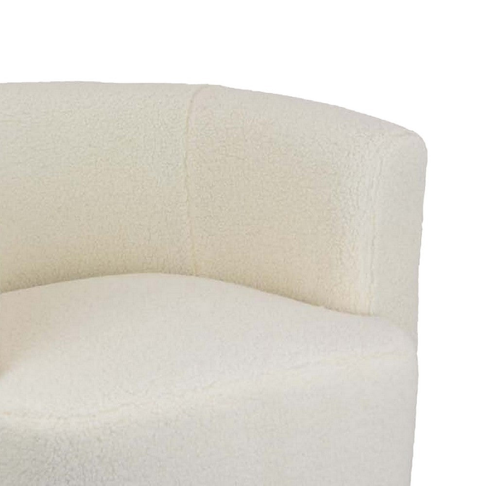 Selvi Swivel Accent Chair, Extra Soft Cushioning, Round, White Fabric -BM331096