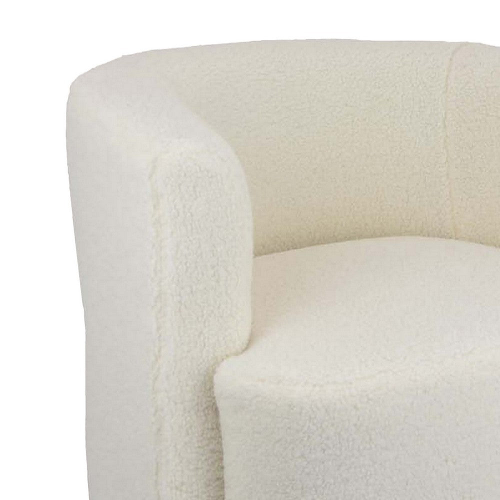 Selvi Swivel Accent Chair, Extra Soft Cushioning, Round, White Fabric -BM331096