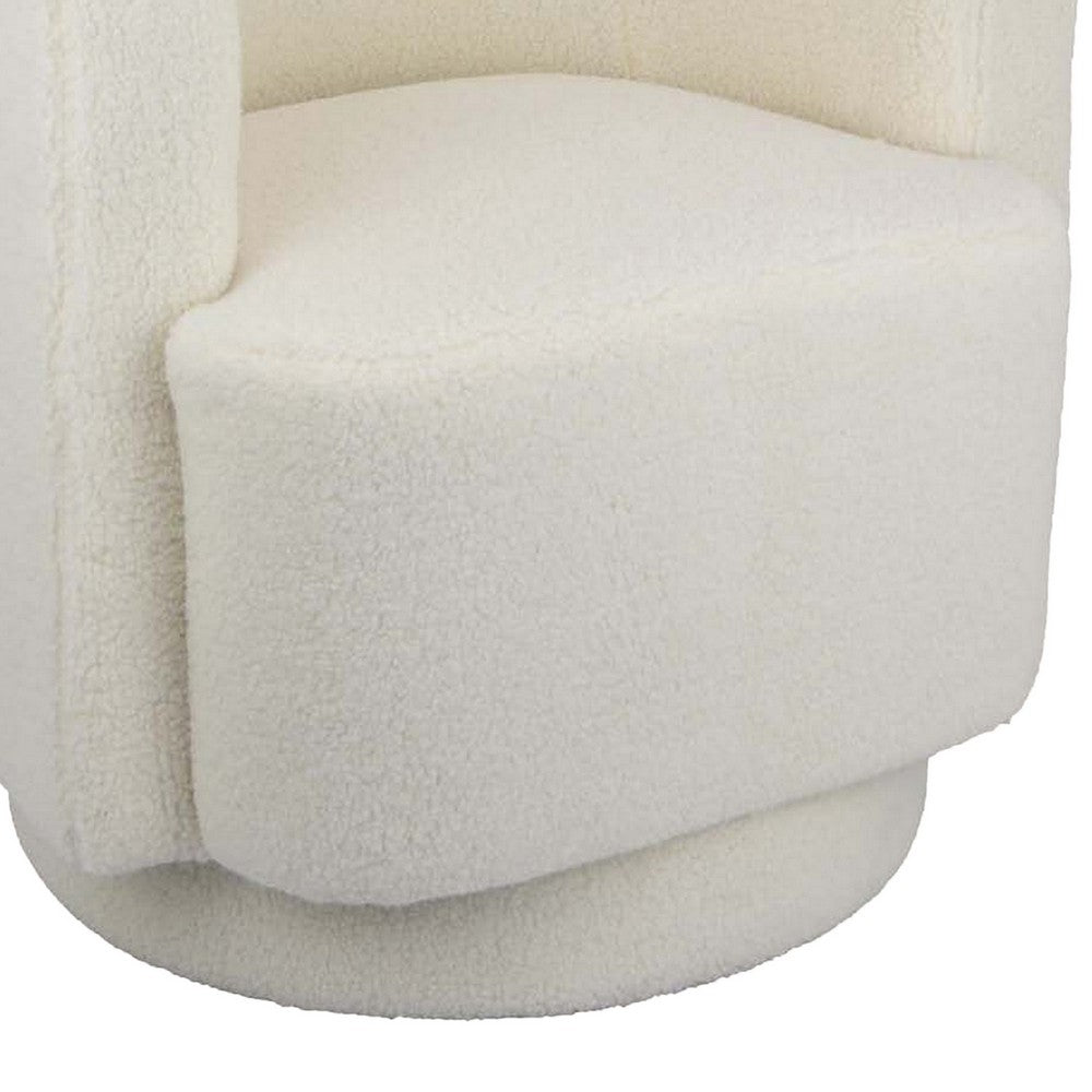 Selvi Swivel Accent Chair, Extra Soft Cushioning, Round, White Fabric -BM331096