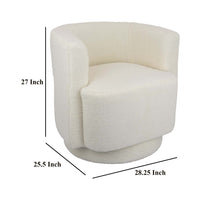 Selvi Swivel Accent Chair, Extra Soft Cushioning, Round, White Fabric -BM331096