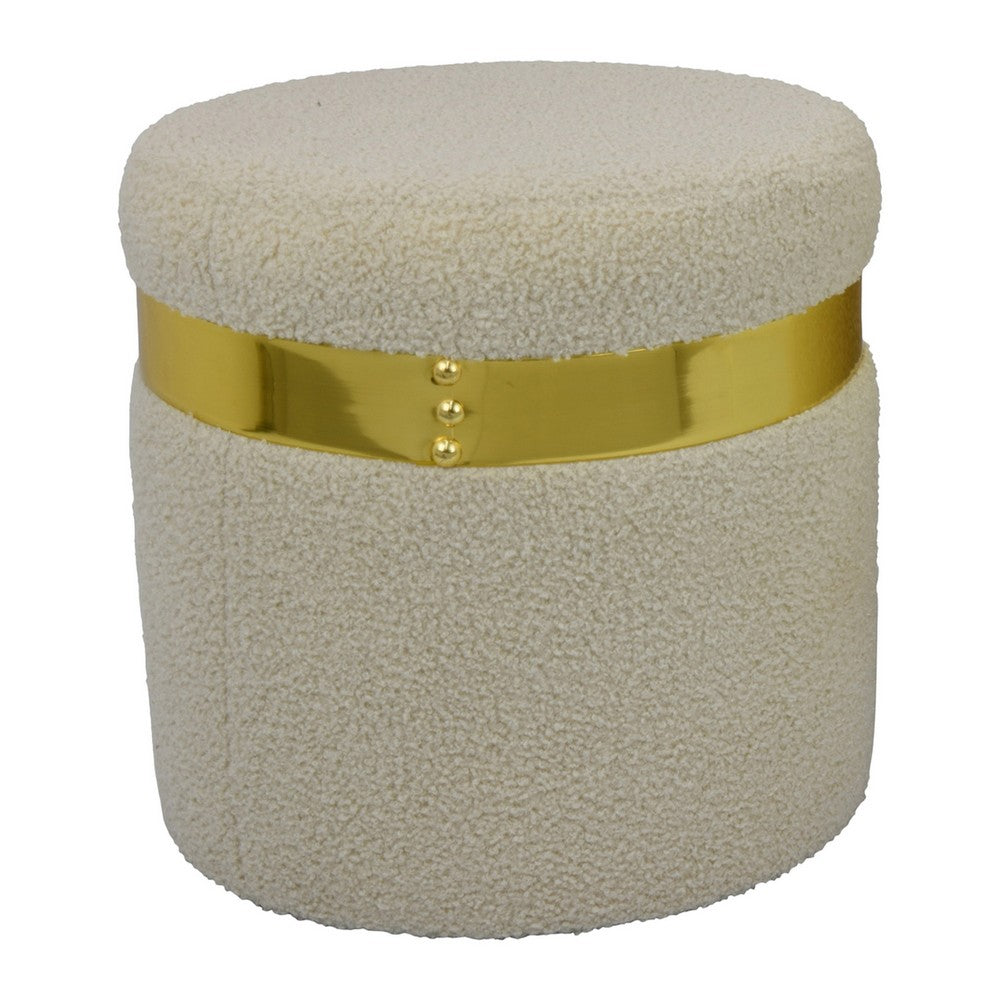 Akasa Ottoman with Storage Set of 2, Tan Brown Fabric with Gold Trim -BM331097