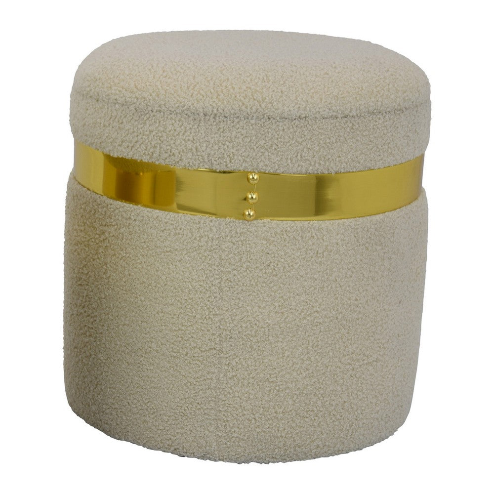 Akasa Ottoman with Storage Set of 2, Tan Brown Fabric with Gold Trim -BM331097