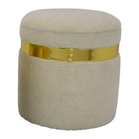 Akasa Ottoman with Storage Set of 2, Tan Brown Fabric with Gold Trim -BM331097