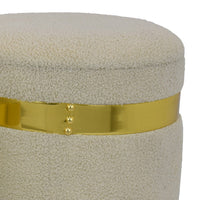 Akasa Ottoman with Storage Set of 2, Tan Brown Fabric with Gold Trim -BM331097