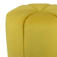 Sylvie Round Ottoman Stool, Yellow Velvet, Gold Metal Base, 19 Inch -BM331098