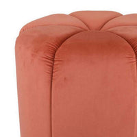 Sylvie Round Ottoman Stool, Soft Red Velvet, Gold Metal Base, 19 Inch -BM331099