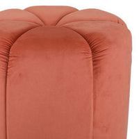Sylvie Round Ottoman Stool, Soft Red Velvet, Gold Metal Base, 19 Inch -BM331099