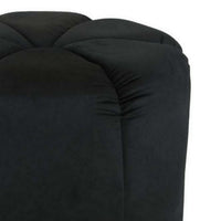19 Inch Sylvie Round Ottoman Stool, Soft Black Velvet, Gold Metal Base -BM331100