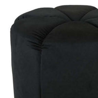 19 Inch Sylvie Round Ottoman Stool, Soft Black Velvet, Gold Metal Base -BM331100