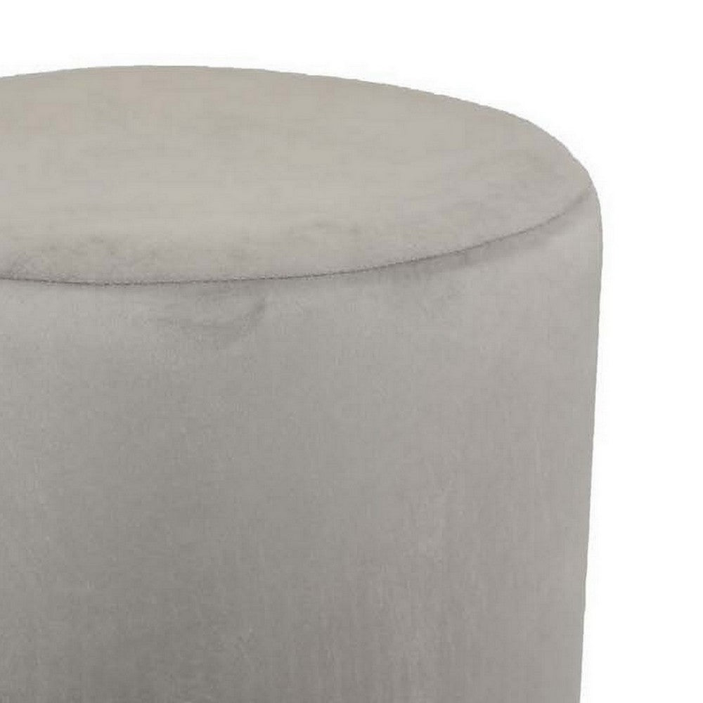 Mindy Ottoman, Light Gray Velvet and Gold Metal Base, Round 19 Inch -BM331110