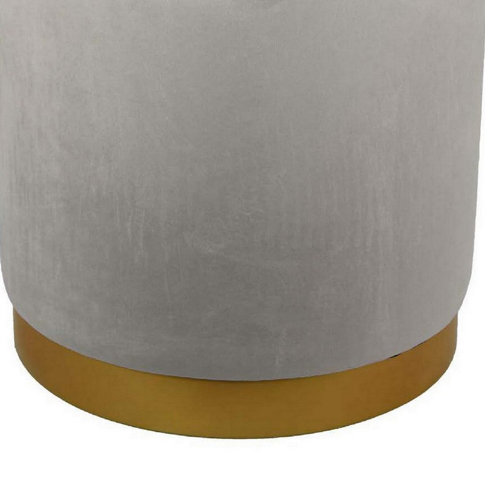 Mindy Ottoman, Light Gray Velvet and Gold Metal Base, Round 19 Inch -BM331110