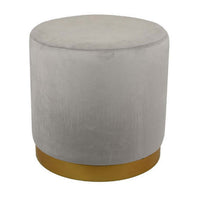 Mindy Ottoman, Light Gray Velvet and Gold Metal Base, Round 19 Inch -BM331110