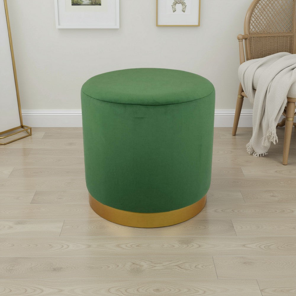 Mindy Ottoman, Light Green Velvet and Gold Metal Base, Round 19 Inch -BM331111