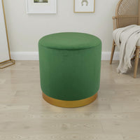 Mindy Ottoman, Light Green Velvet and Gold Metal Base, Round 19 Inch -BM331111